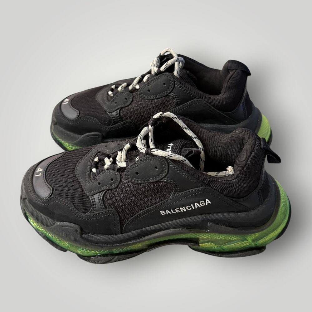 Balenciaga Triple S Sneaker Black Yellow Fluo Mens Size 8